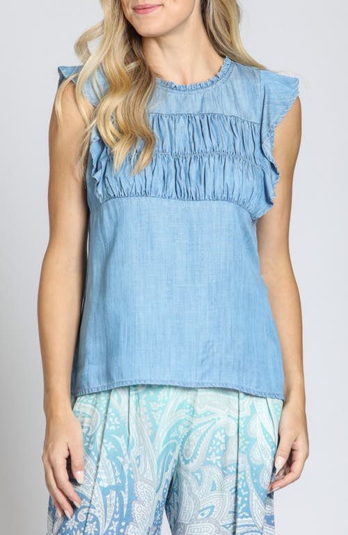 Apny Flutter Sleeve Top In Light Indigo