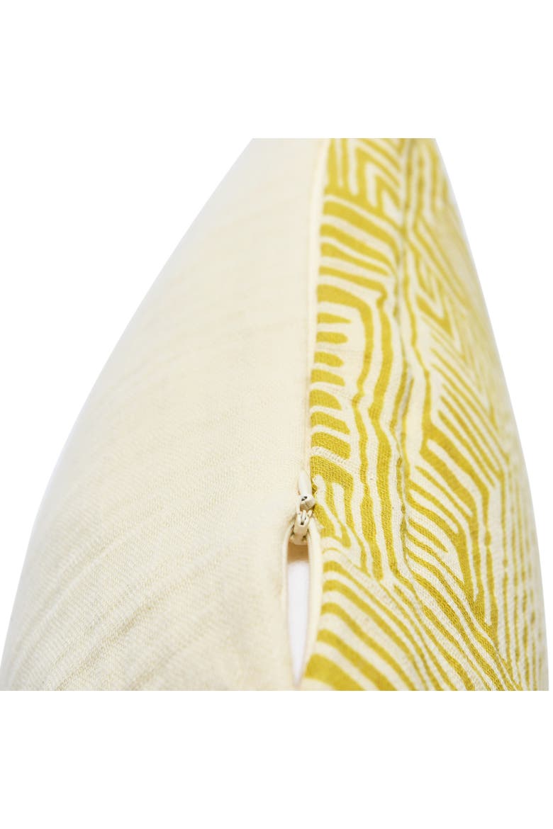 Cotton Pillow with Kuba Cloth Pattern, Alternate, color, Yellow