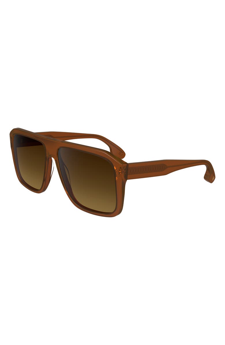 Victoria Beckham 59mm Chain Navigator Sunglasses, Alternate, color, Caramel