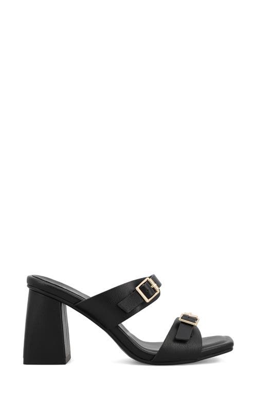 Mia Rene Double Buckle Block Heel Sandal In Black