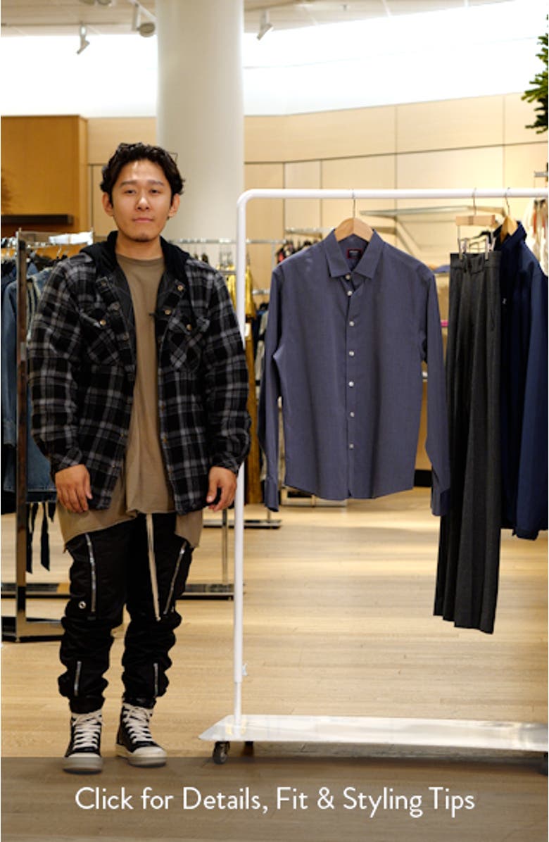 Orville Blue Mélange Wrinkle Free Cotton Button-Up Shirt, sales video thumbnail