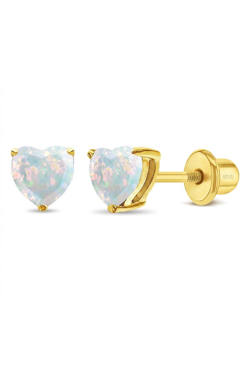 Opal Heart Prong Plated Earrings, Main, color, Opal