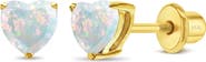In Season Jewelry Opal Heart Prong Plated Earrings