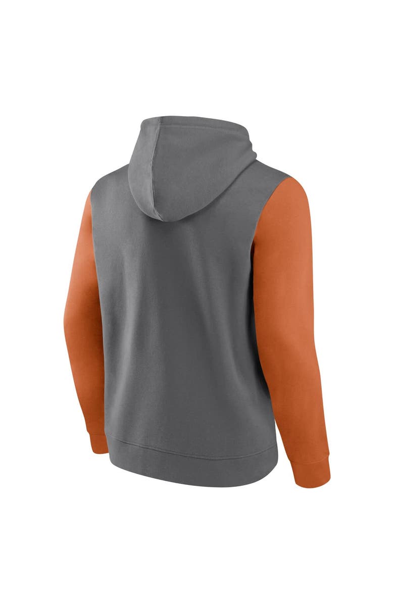 FANATICS Men's Fanatics Gray Texas Longhorns Extra Point Color-Block Pullover Hoodie, Alternate, color, 