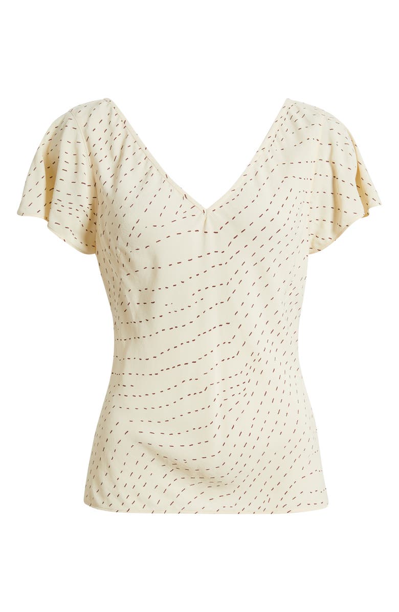 rag & bone Yvonne Print Flutter Sleeve Top, Alternate, color, Ivory Print