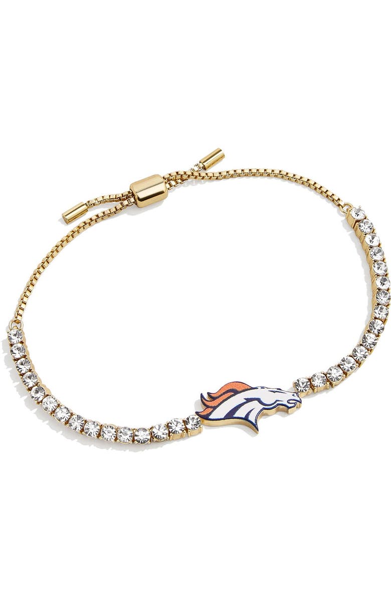 BaubleBar Gold Denver Broncos Pull-Tie Tennis Bracelet, Main, color, Gold