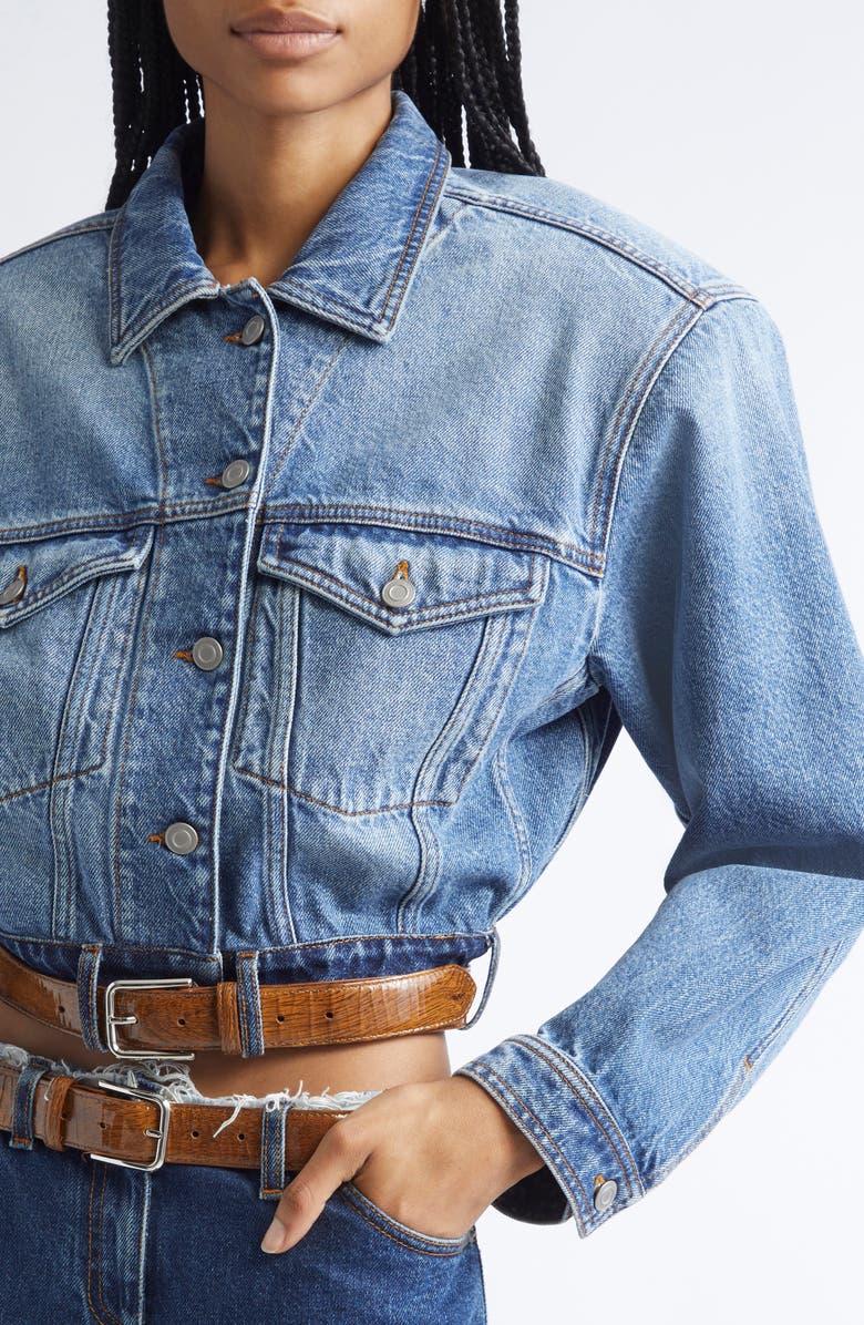 JULIE KEGELS Venim Belted Denim Button-Up Shirt, Alternate, color, Light Blue