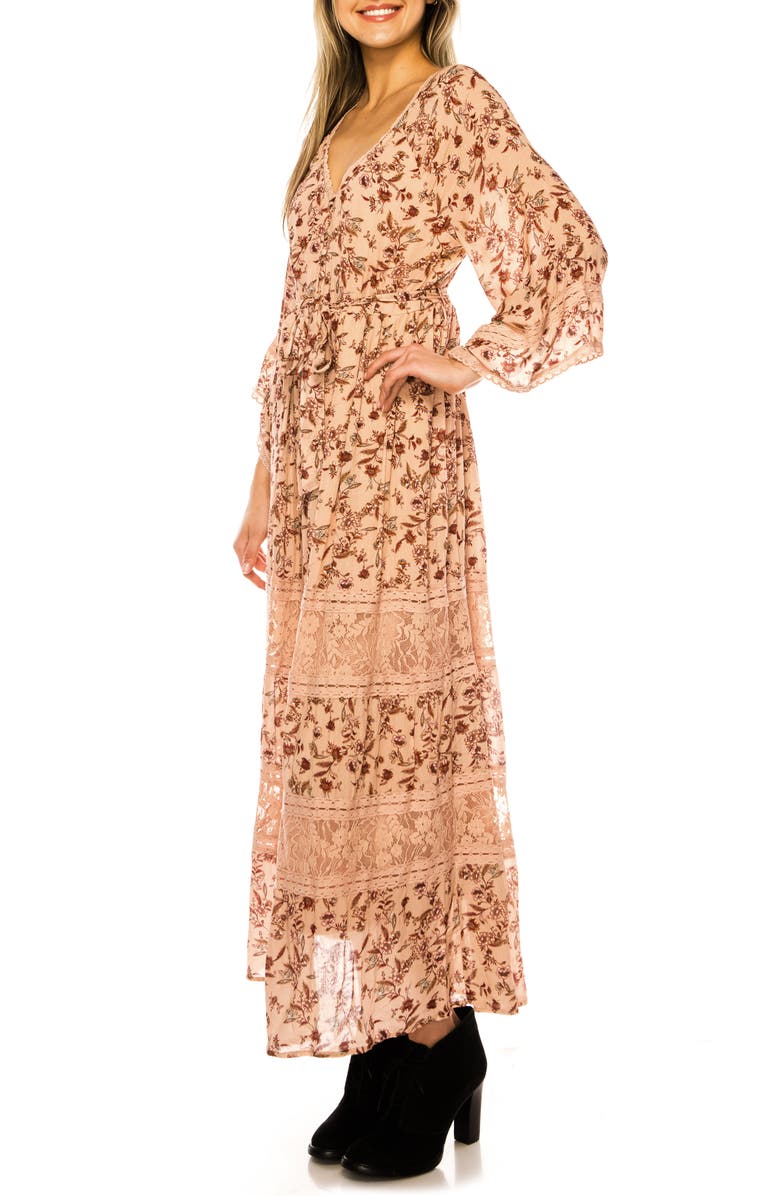 A COLLECTIVE STORY Floral Print Bell Sleeve Maxi Dress, Alternate, color,