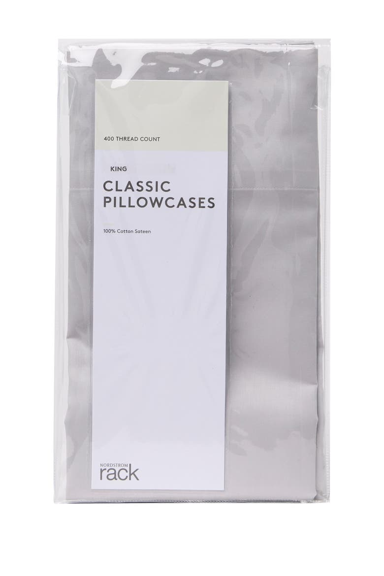400 Thread Count King Pillowcase Set, Main, color, GREY MICRO