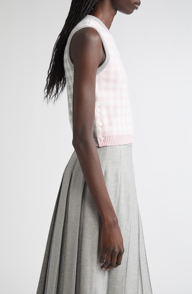 Thom Browne Fun-Mix Gingham Check Bird's Eye Cashmere Sweater Vest, Alternate, color, Seasonal Combo