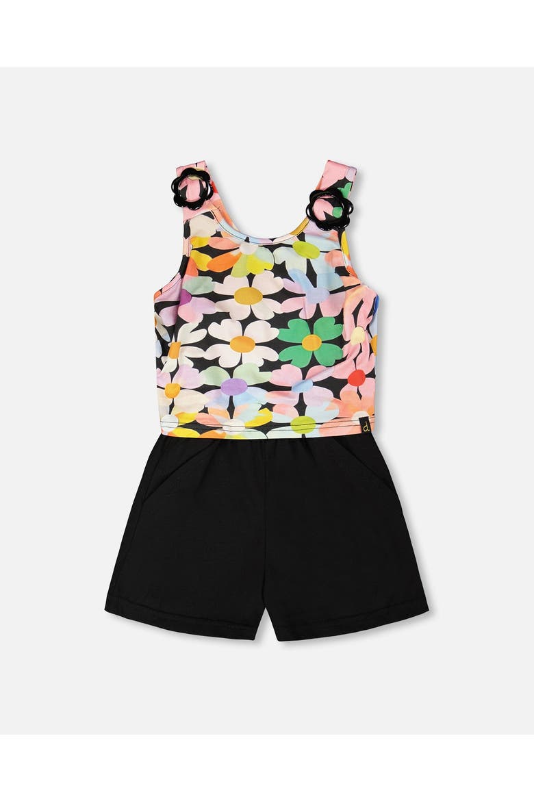 Sleeveless Jersey Flowers Jumpsuit, Main, color, Black Floral Print