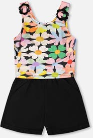 Deux par Deux Sleeveless Jersey Flowers Jumpsuit