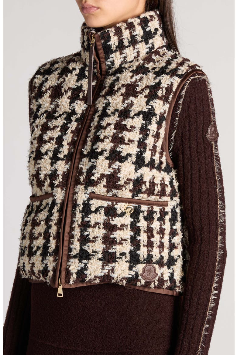 Emotionnalite Houndstooth Boucle Vest, Alternate, color, BROWN CREAM