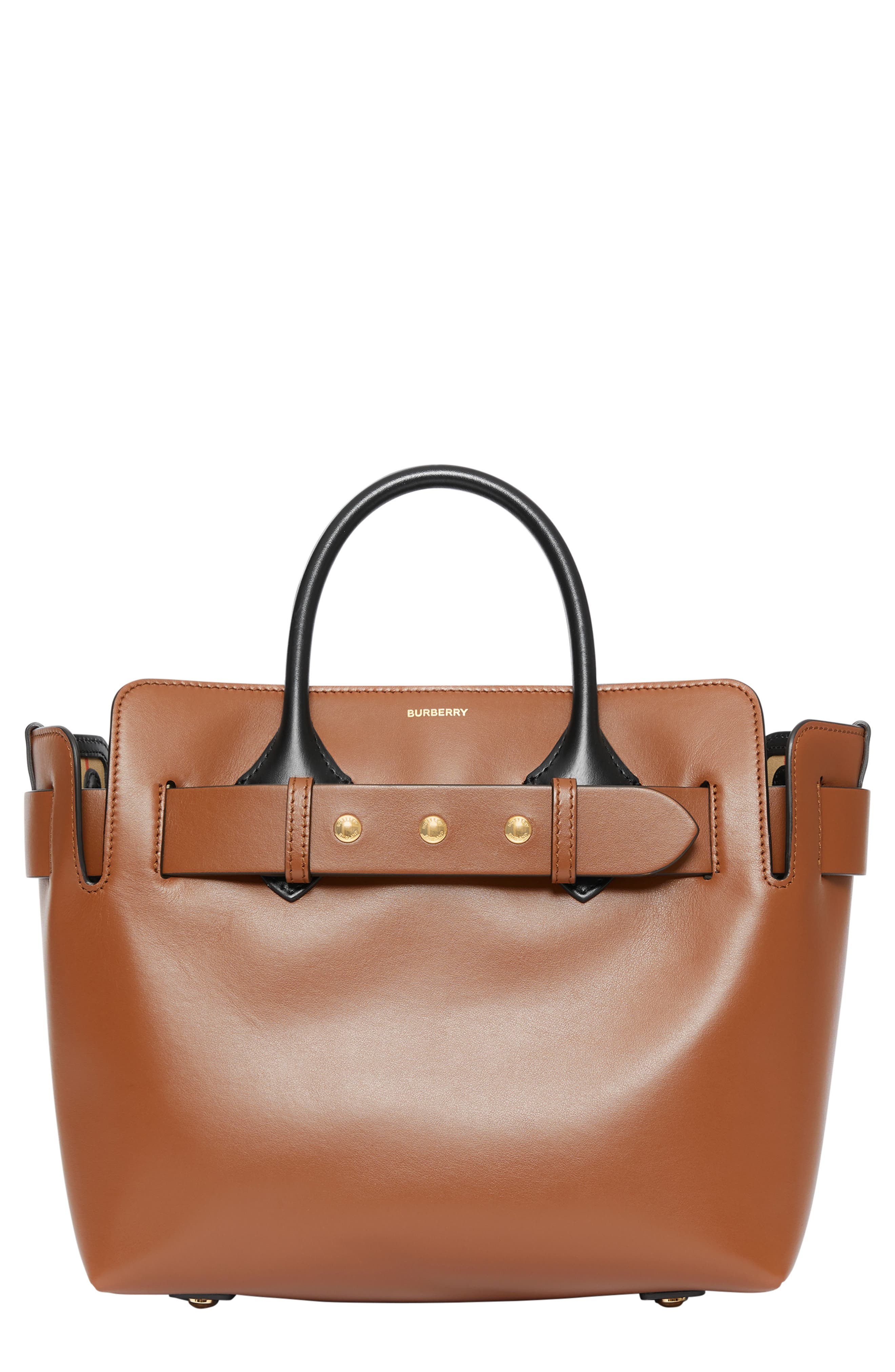 Burberry Small Triple Stud Leather Belt Tote, Main, color, 