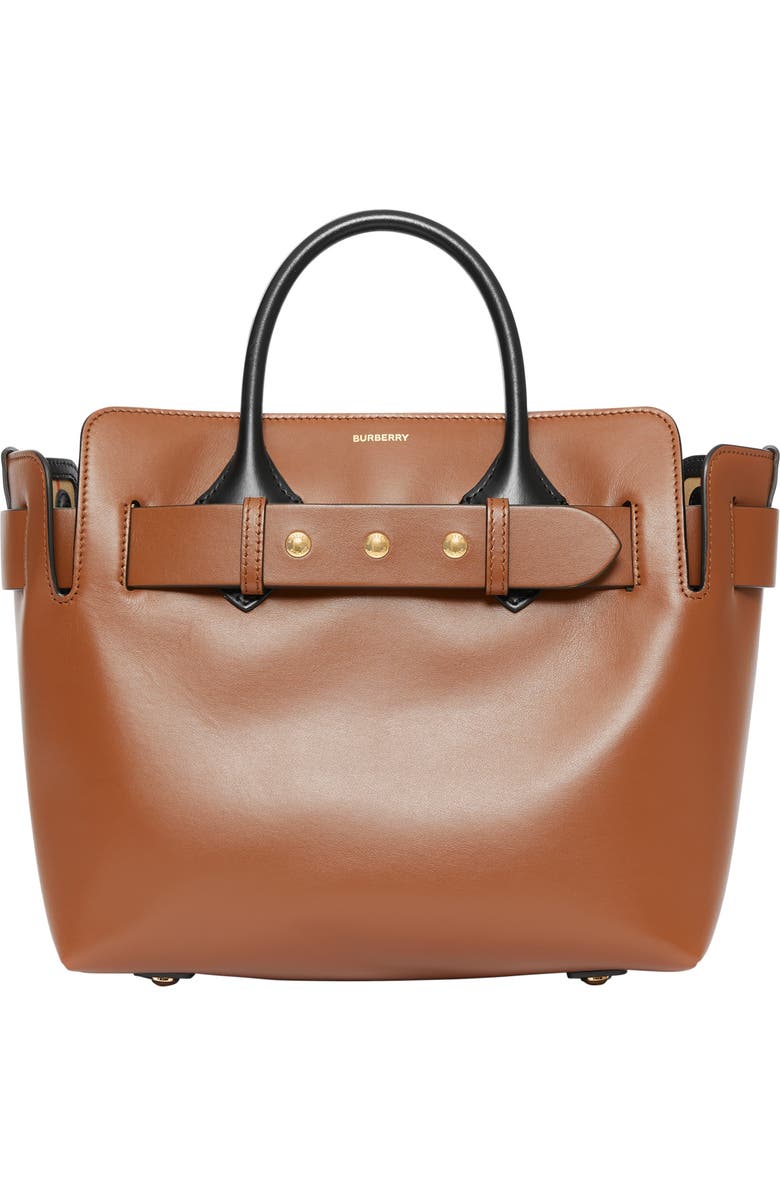 Burberry Small Triple Stud Leather Belt Tote, Main, color,
