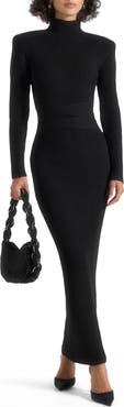 Manière De Voir Hana Wide Shoulder Knit Dress With Waist Tie
