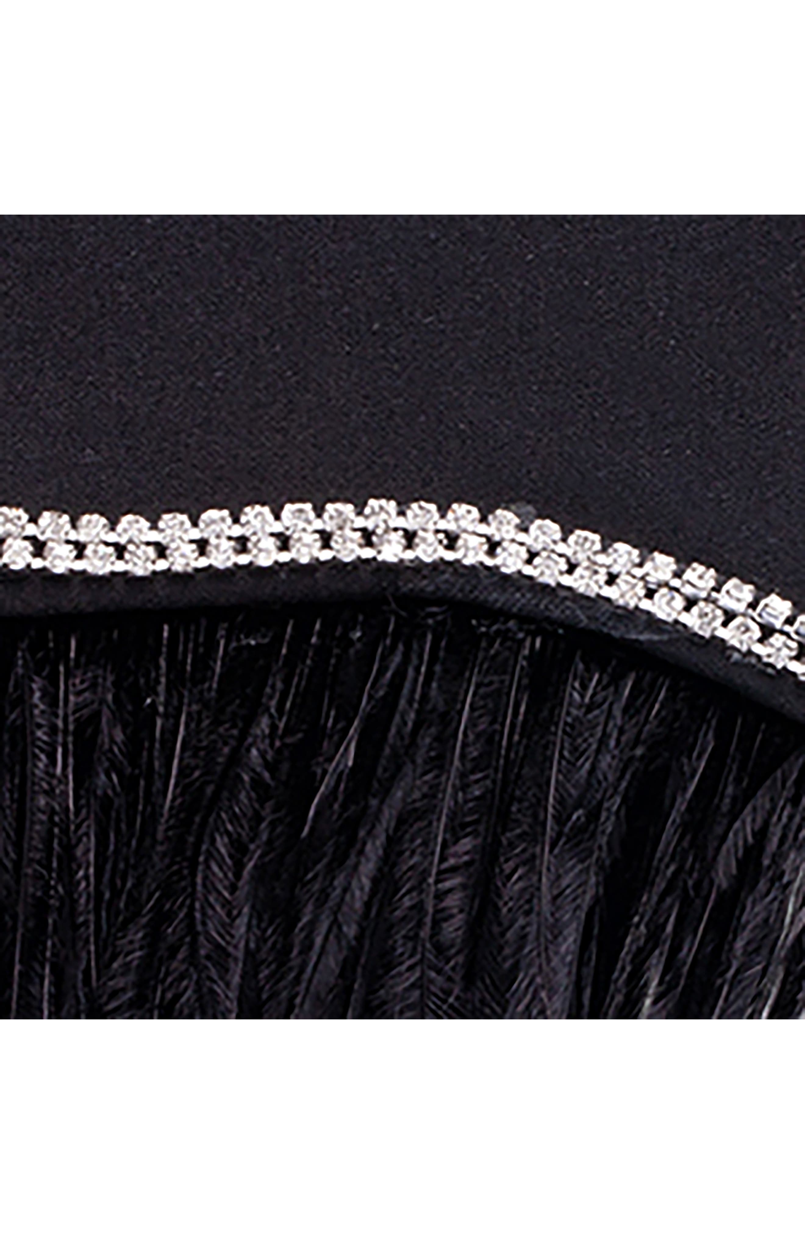 Nina Kaidy Feather Trim Satin Clutch, Alternate, color, 