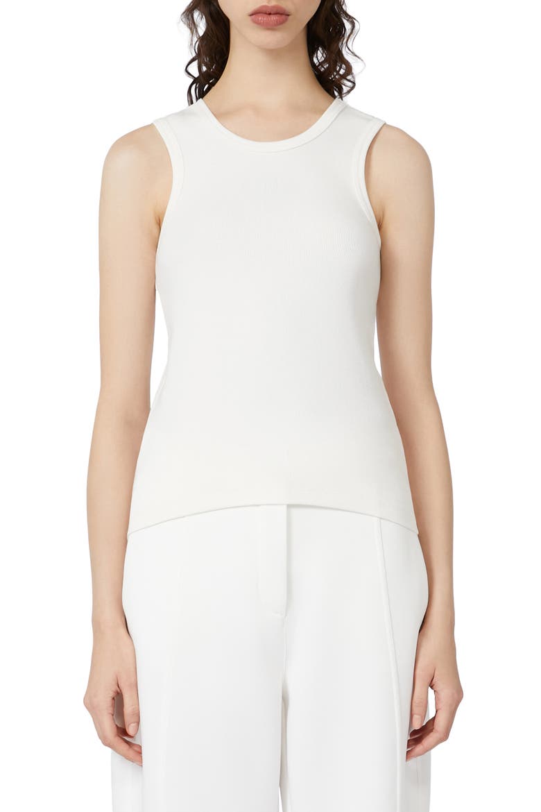 Tondo Stretch Cotton Tank, Main, color, WHITE