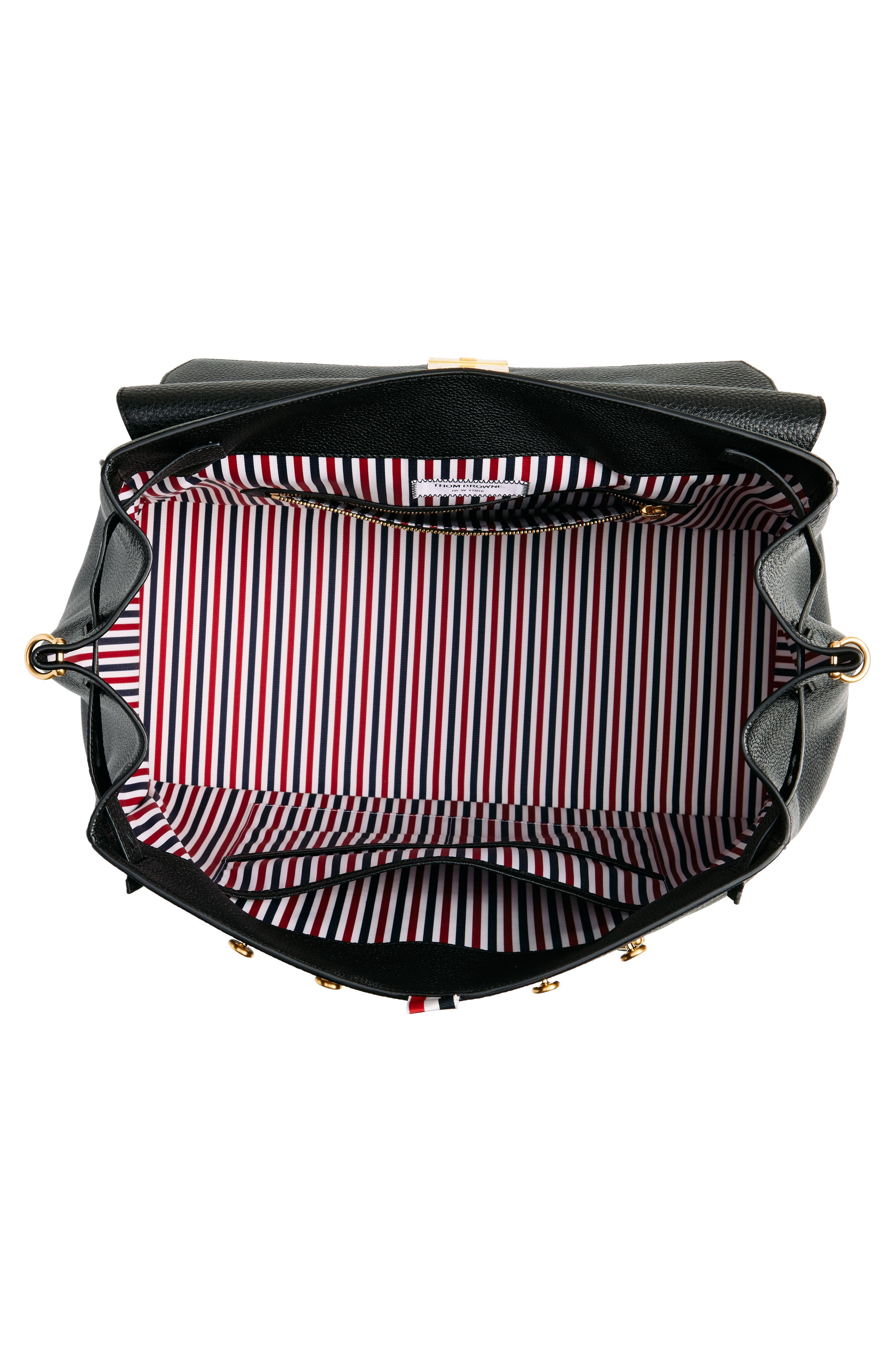 Thom Browne Mr. Thom Soft Pebble Grain Leather Luggage Bag, Alternate, color, Black