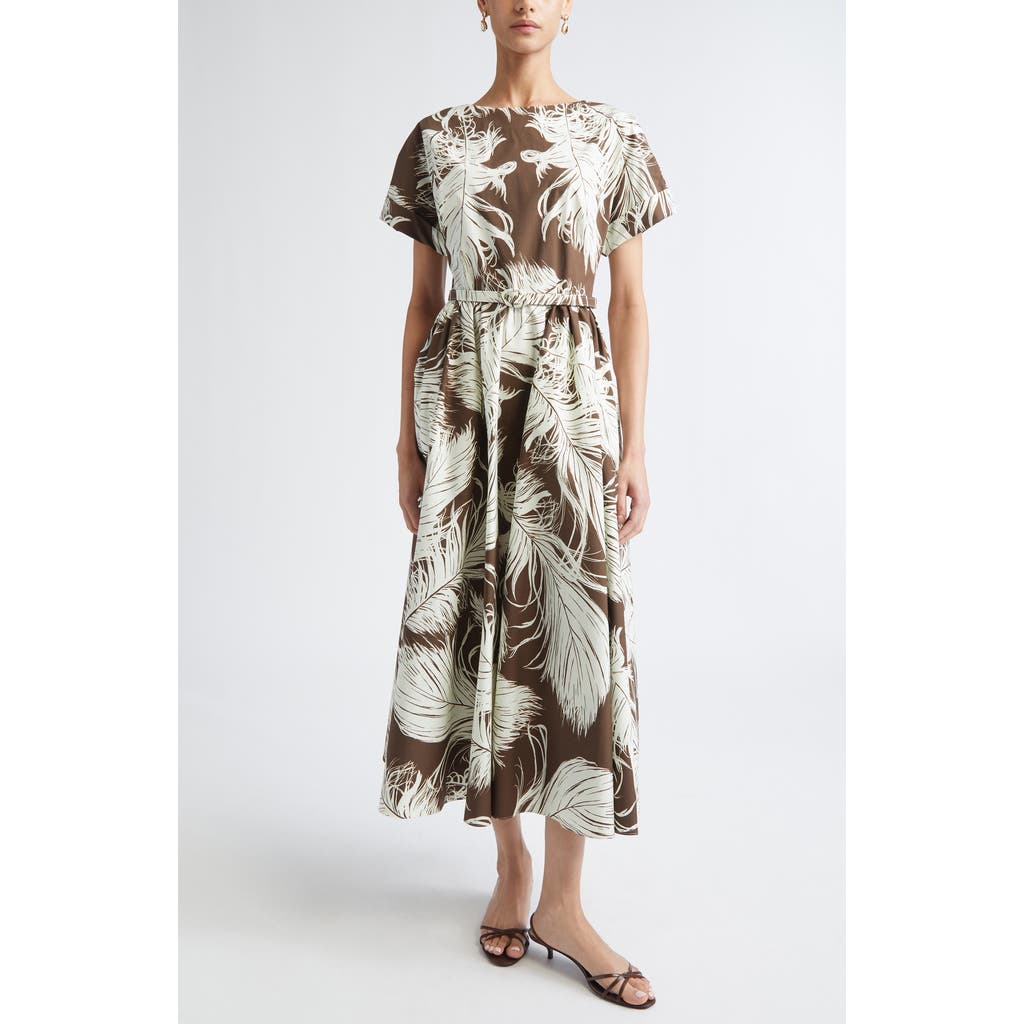 Oscar de la Renta All Over Feathers Dress in Ecru/Dark Brown  product