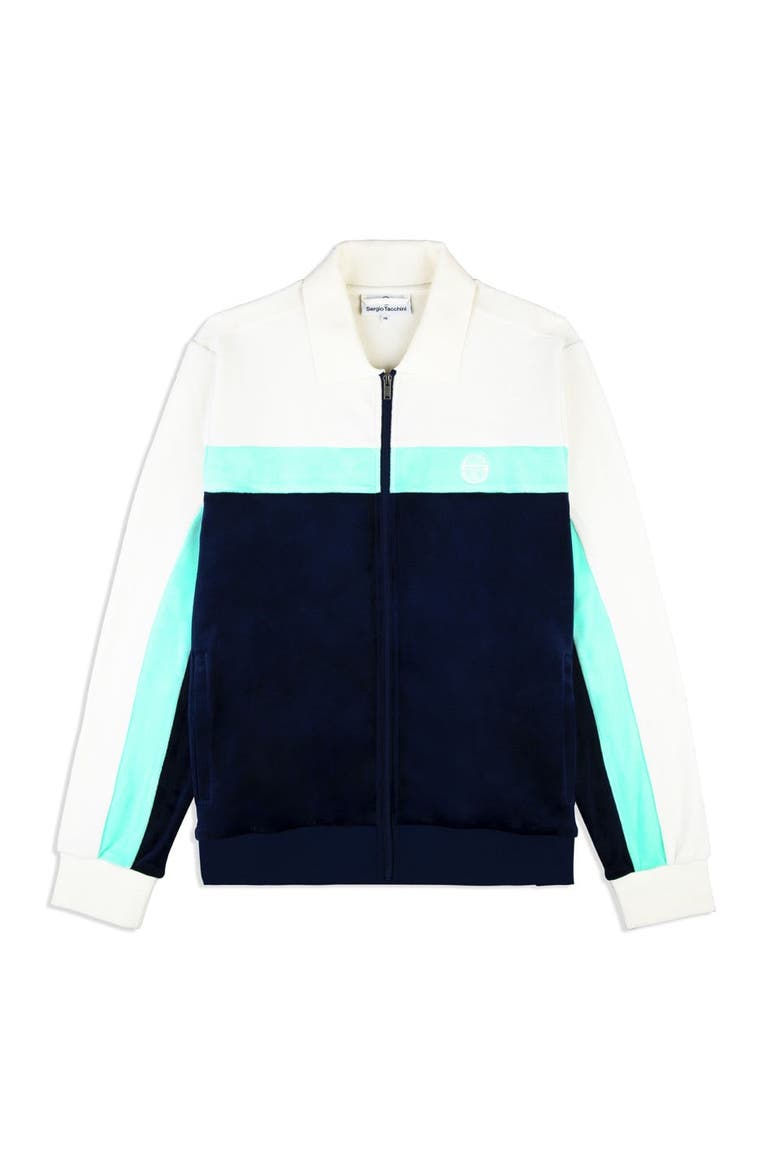Lazaro Velour Track Jacket, Alternate, color, MARITIME BLUE