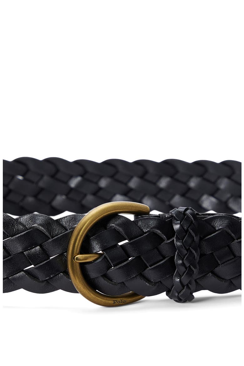 Braided Vachetta Leather Belt, Alternate, color, BLACK