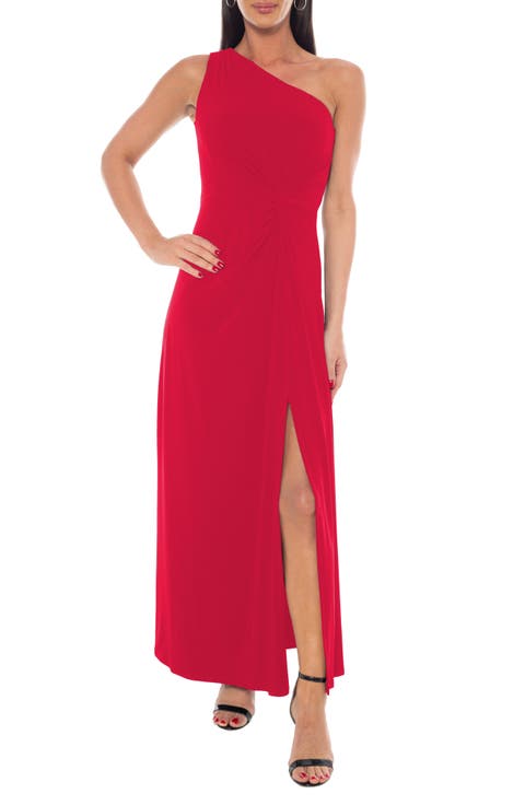 One-Shoulder Front Twist A-Line Gown