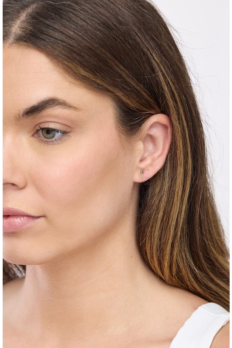 14k Gold Bar Stud Earrings, Alternate, color, 14KY