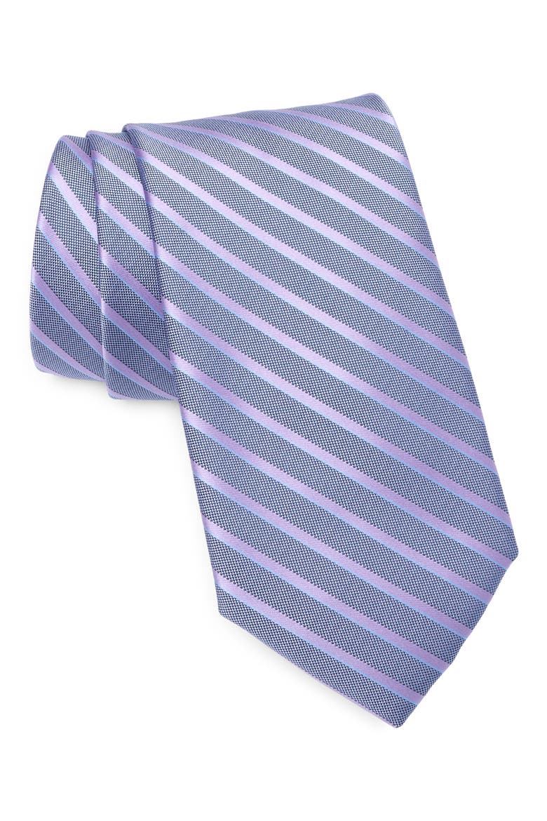 Anmer Stripe Satin Tie, Main, color, PURPLE
