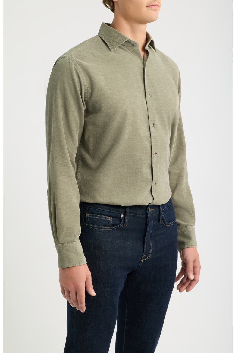 Cotton & Cashmere Corduroy Shirt, Alternate, color, FATIGUE