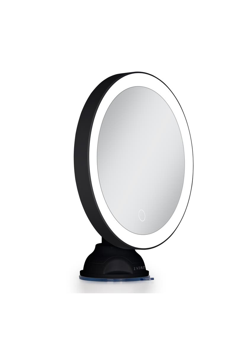 Zadro Lighted Wall Mounted Suction Cup Makeup Mirror with 10X Magnification, Alternate, color, Black