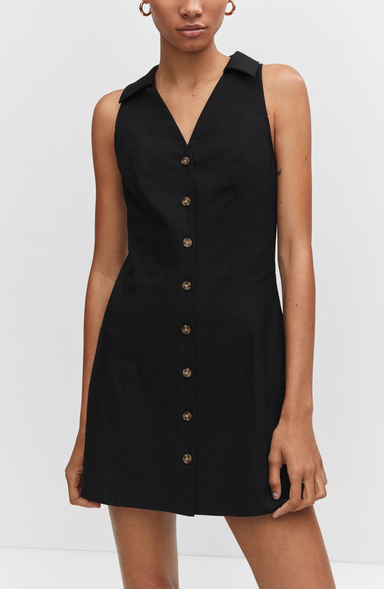 MANGO Sleeveless Mini Shirtdress, Alternate, color, 