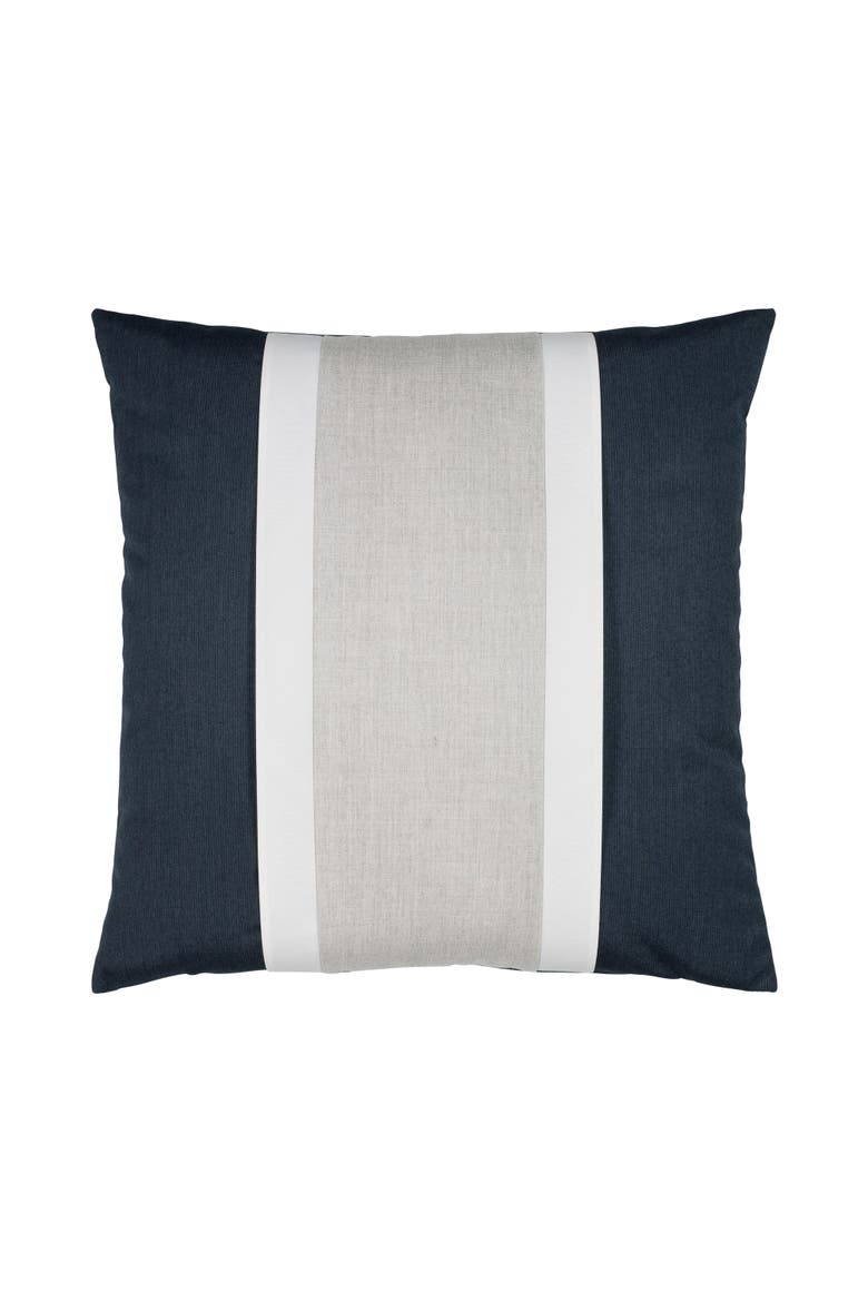 Nevis panelled dimensional banded Indoor & Outdoor Woven Accent Pillow, Alternate, color, Indigo
