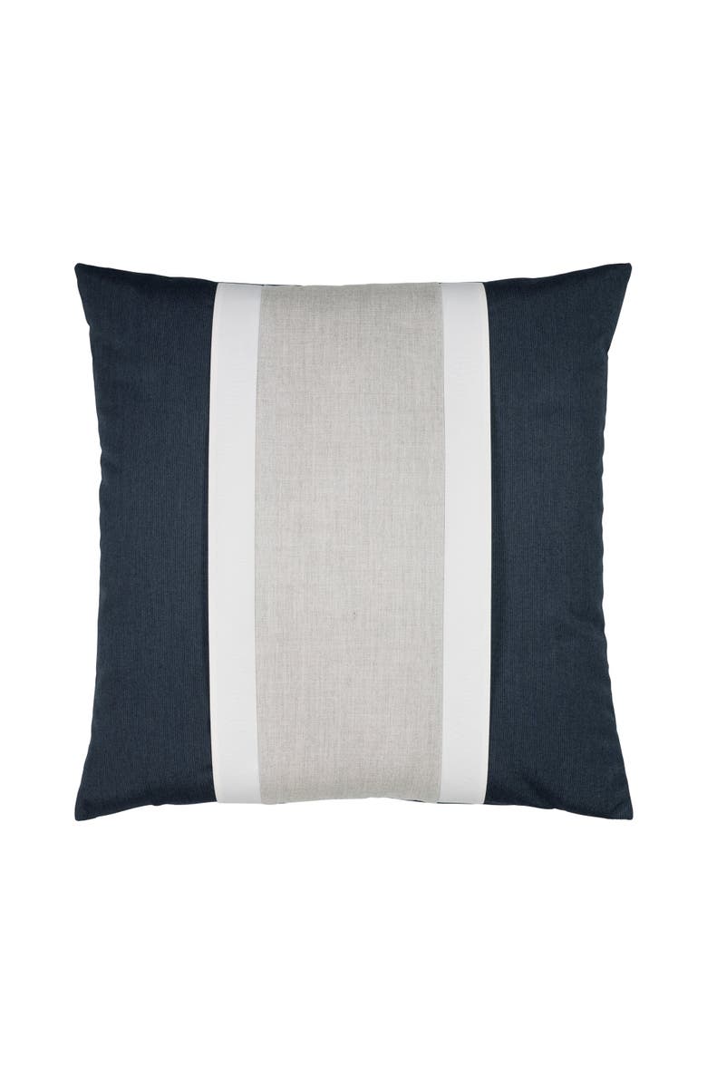 Elaine Smith Nevis panelled dimensional banded Indoor & Outdoor Woven Accent Pillow, Main, color, Indigo