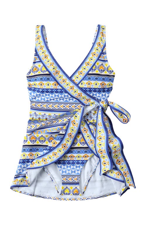 LANDS' END LANDS' END SIDE TIE MINI SWIM DRESS SWIMSUIT