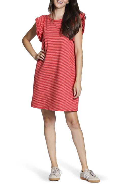 Double Ruffle Sleeve Cotton Minidress