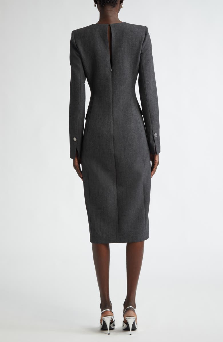 ST. JOHN Pinstripe Long Sleeve Luxe Suiting Dress, Alternate, color, 