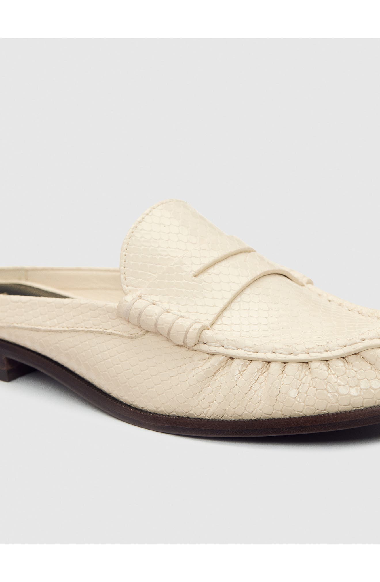 Reformation Francine Loafer Mule, Alternate, color, Almond Watersnake