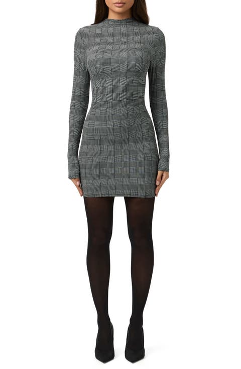 Leopard Print Long Sleeve Body-Con Minidress