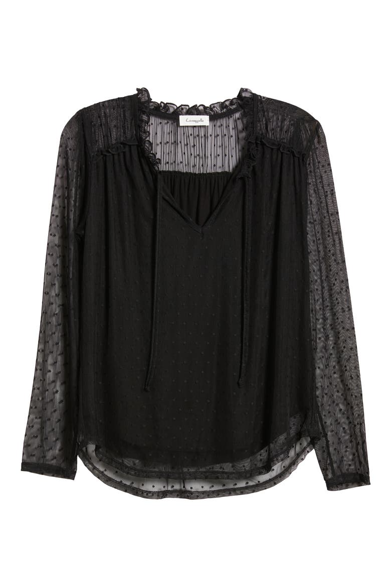 Mesh Dot Top, Alternate, color, BLACK