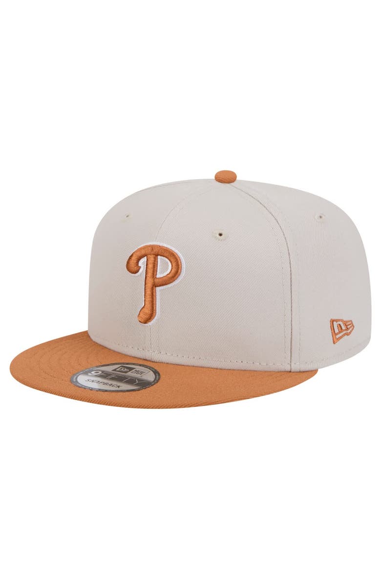 New Era Men's New Era Khaki/Brown Philadelphia Phillies Color Pack Two-Tone 9FIFTY Snapback Hat, Main, color,