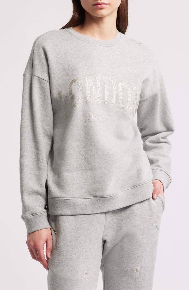 Rails Varsity London Embroidered Cotton Graphic Sweatshirt, Main, color,