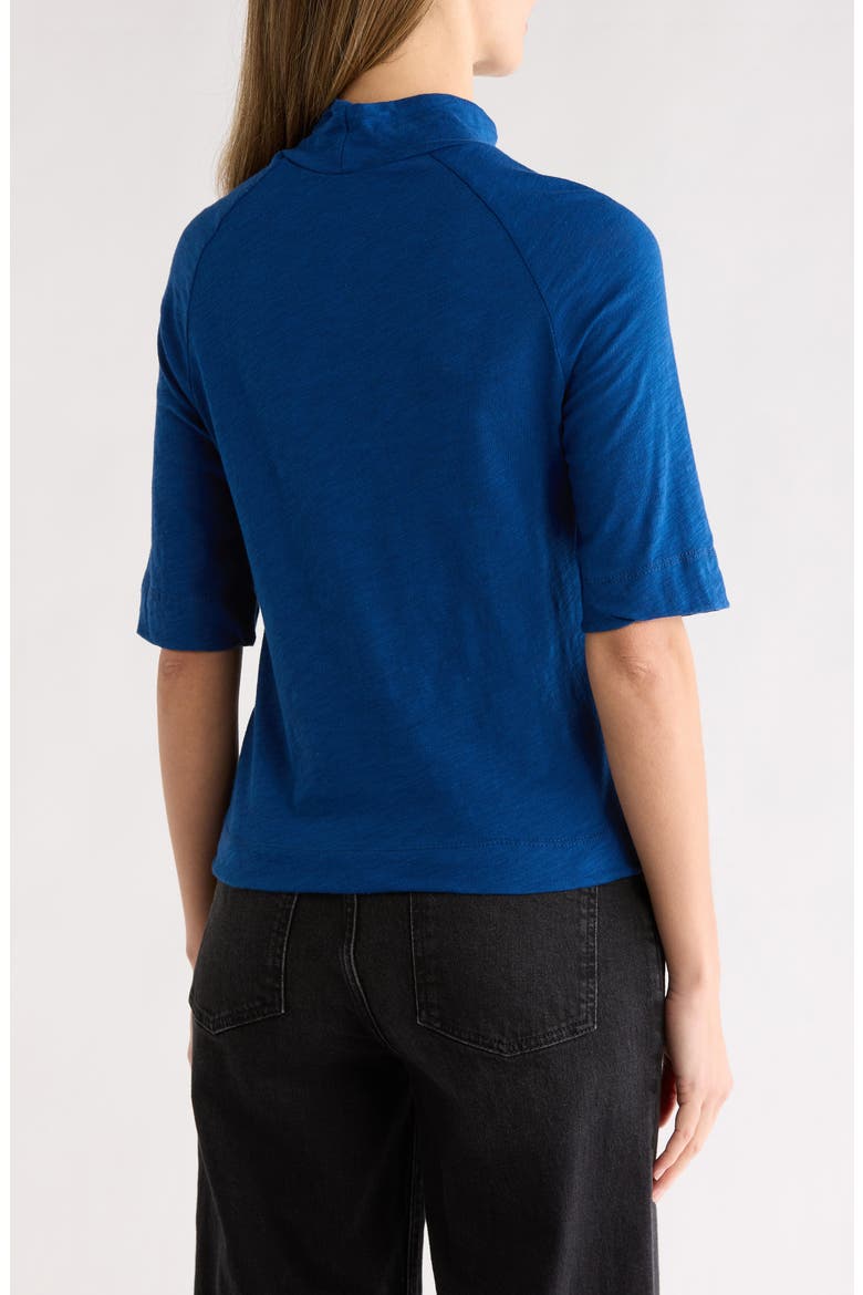 Mock Neck Short Sleeve Sweater, Alternate, color, LYONS BLUE