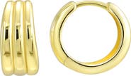CANDELA JEWELRY Ribbed Huggie Hoop Earrings
