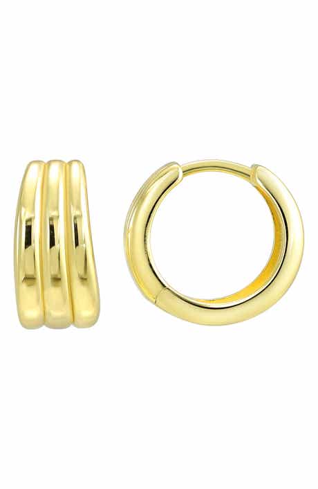 CANDELA JEWELRY Ribbed Huggie Hoop Earrings