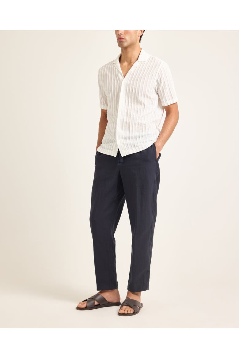 Alex Lino Relaxed Fit Italian Linen Drawcord Zip Fly Trousers, Main, color, NIGHT IRIS