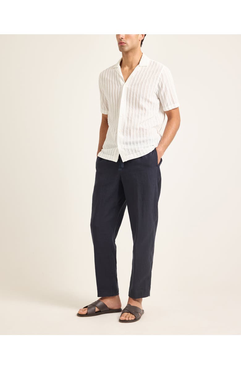 Orlebar Brown Alex Lino Relaxed Fit Italian Linen Drawcord Zip Fly Trousers, Main, color, Night Iris