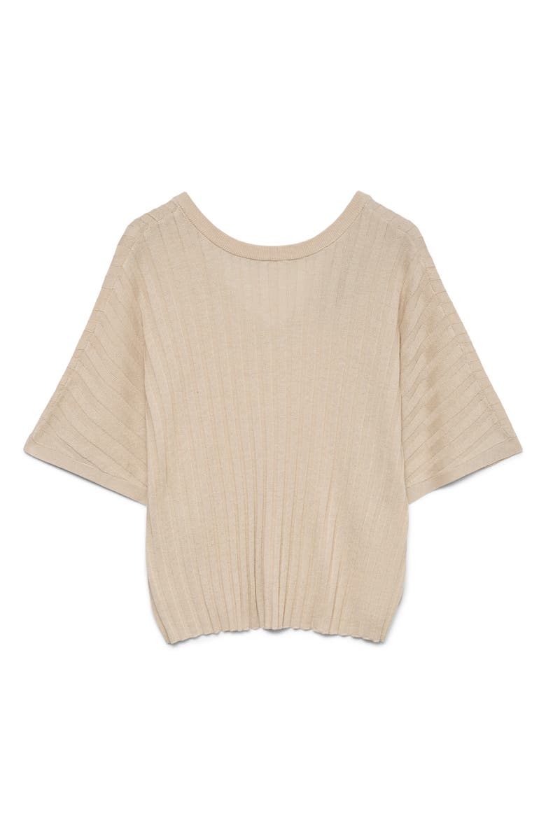 VERO MODA Barbados Short Sleeve V-Back Sweater, Alternate, color, Oatmeal