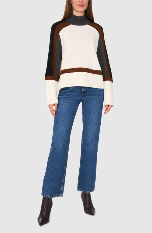 HALOGEN HALOGEN® COLORBLOCK MOCK NECK SWEATER