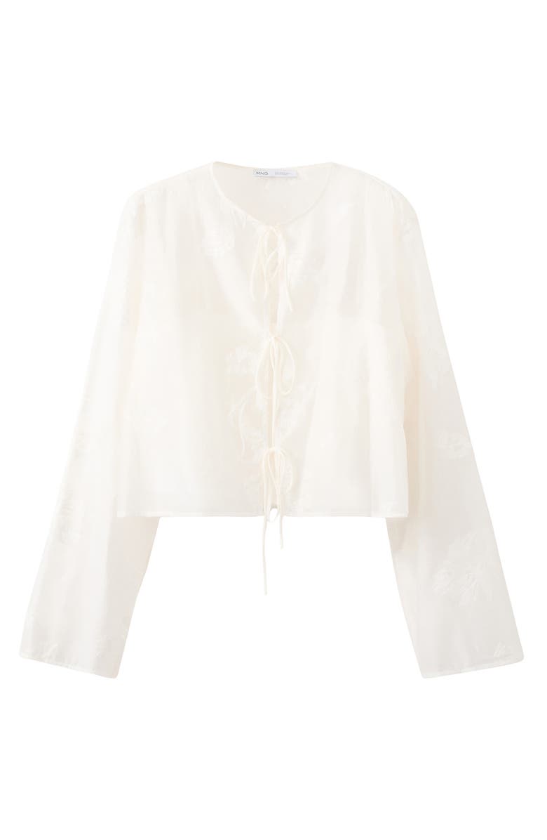 MANGO Lyocell Floral Embroidery Top, Alternate, color, Off White